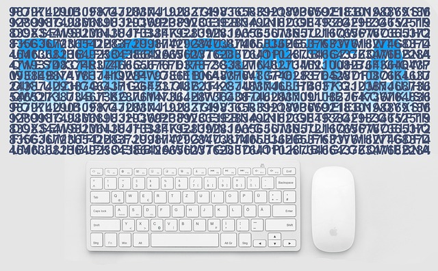 Big data words displaying with a keyboard and mouse.